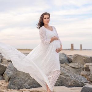 White lace maternity dress